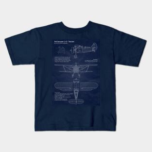 Polikarpov I15 Chaika Blueprint Kids T-Shirt